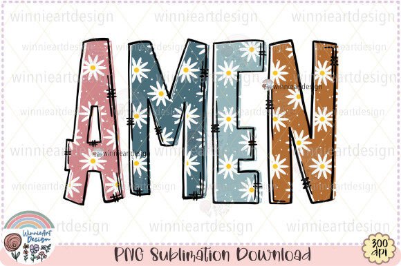 Amen Daisy Boho Easter Letter Christian Graphics for T-Shirt Designs