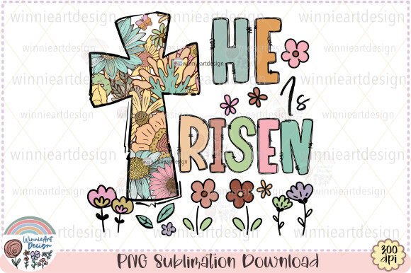He Is Risen Easter Christian Faith Cross Graphics for T-Shirt Designs